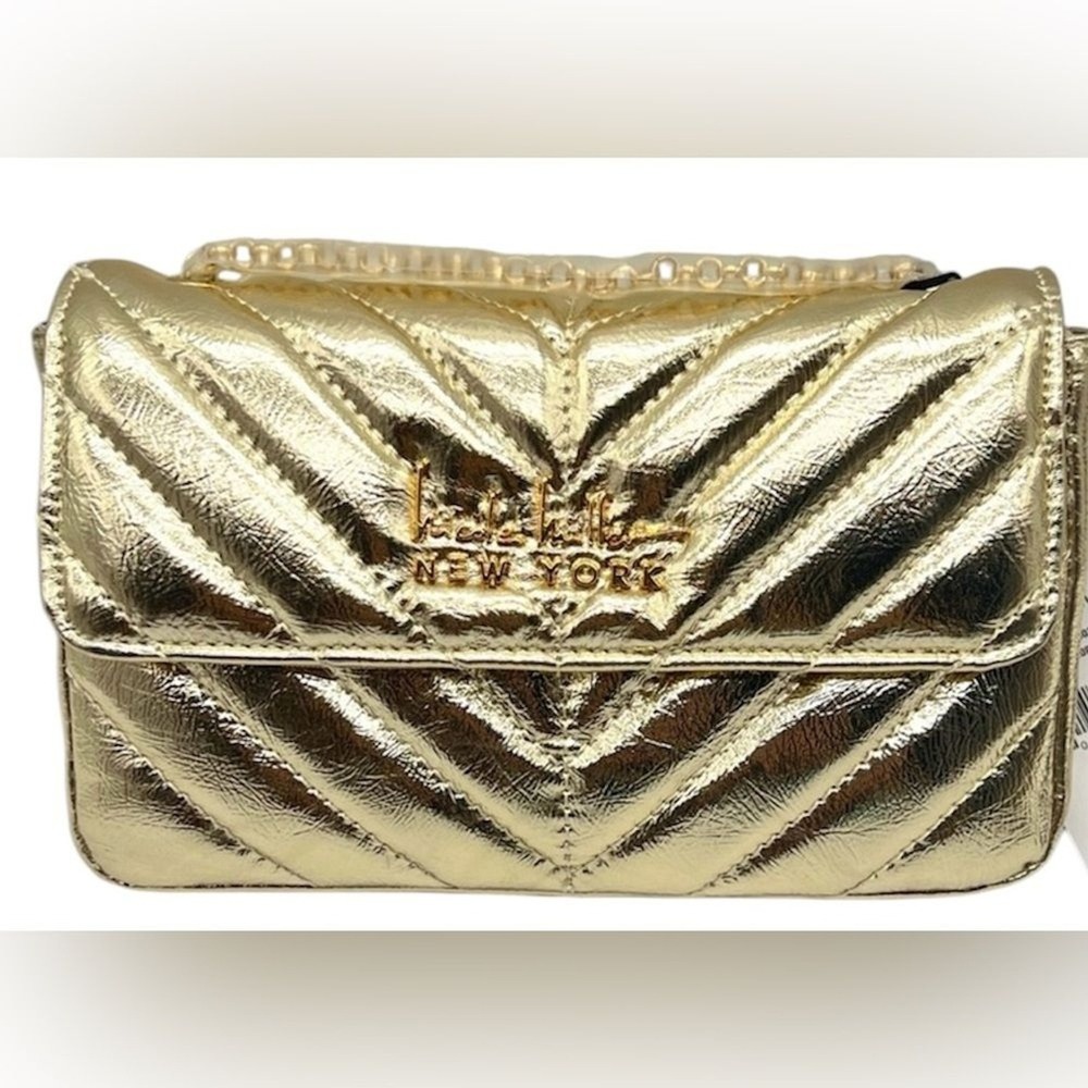 Nicole Miller‎ Gold Quilted Chain Crossbody Shoulder Bag MSRP 50 NYE Vegas